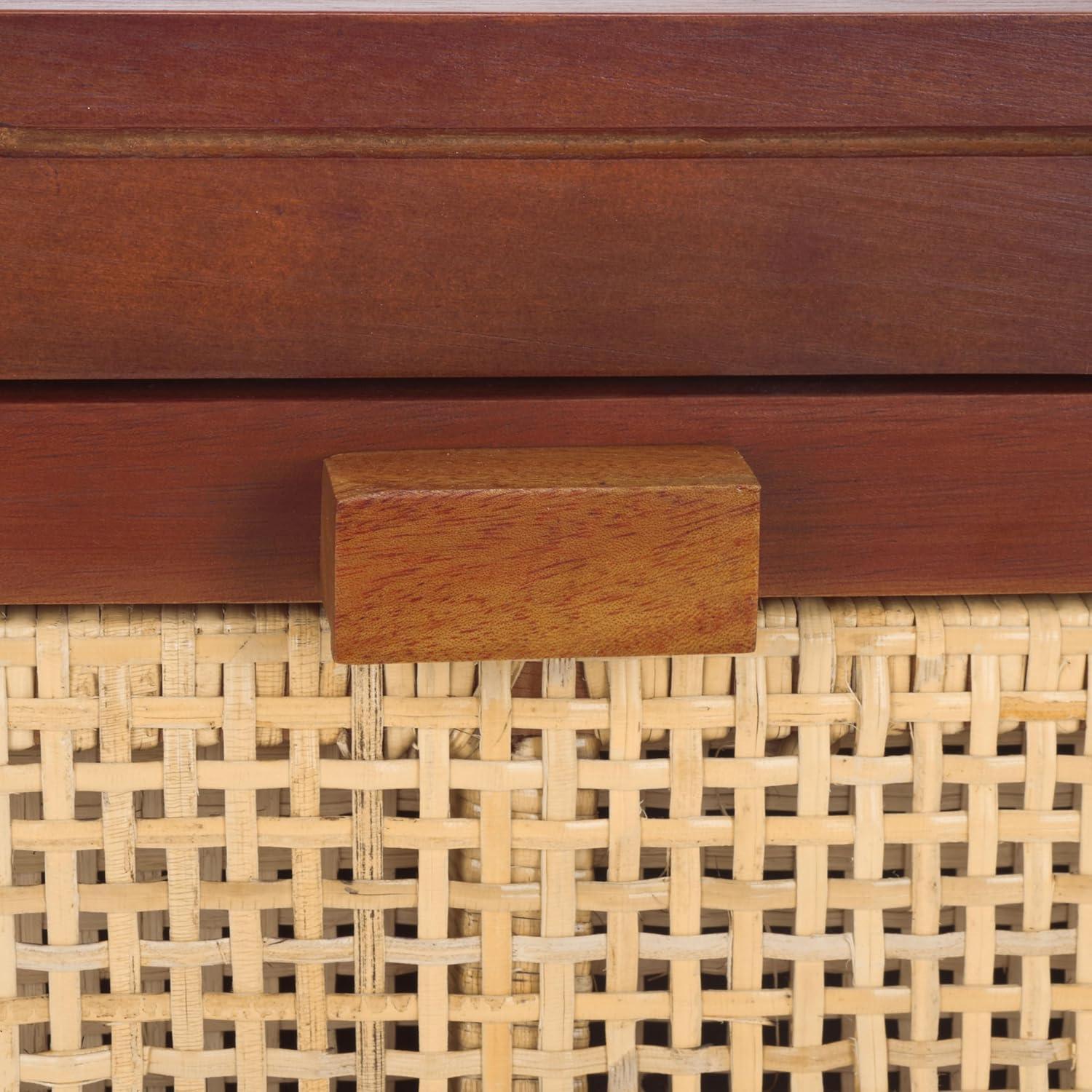 image:imageSafavieh Home Collection Dave Black and Natural Rattan 1Drawer 1Door NightstandDark NaturalNatural