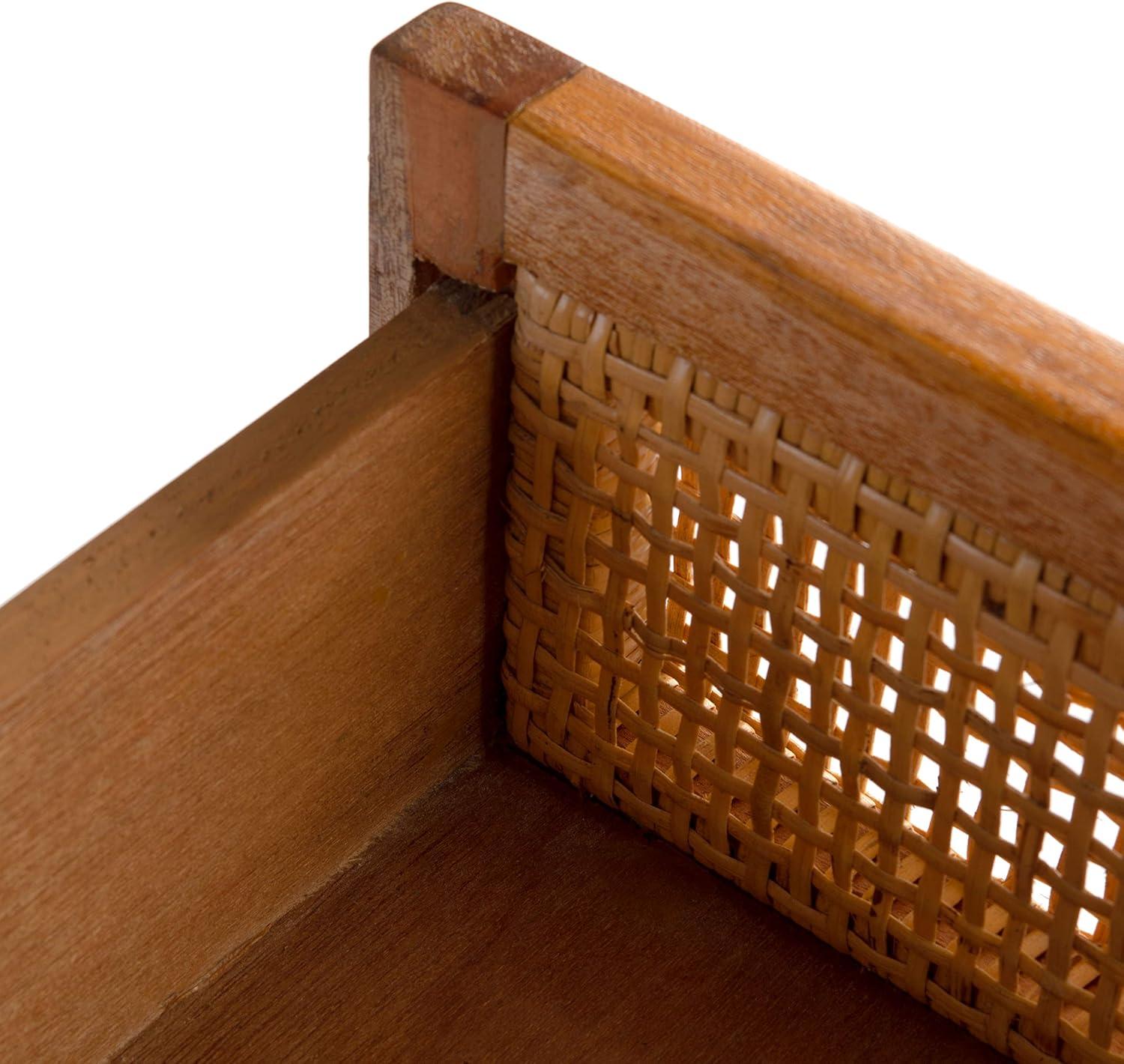 image:imageSafavieh Home Collection Dave Black and Natural Rattan 1Drawer 1Door NightstandNatural