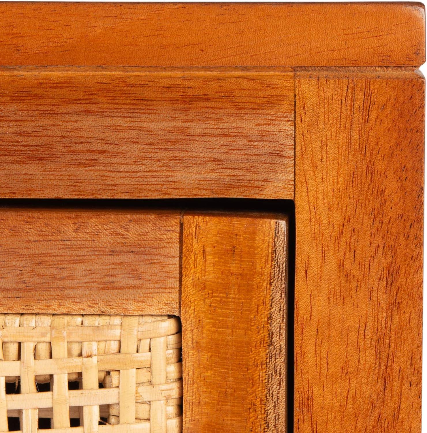 image:imageSafavieh Home Collection Dave Black and Natural Rattan 1Drawer 1Door NightstandNatural