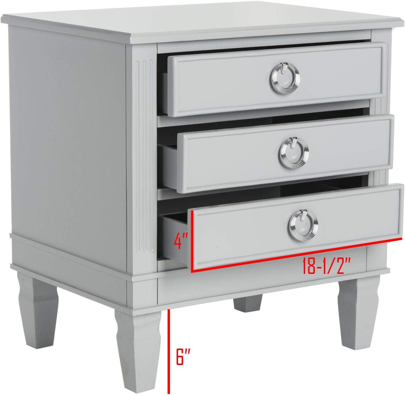 image:imageSafavieh Home Collection Kira Grey 3Drawer NightstandGrey