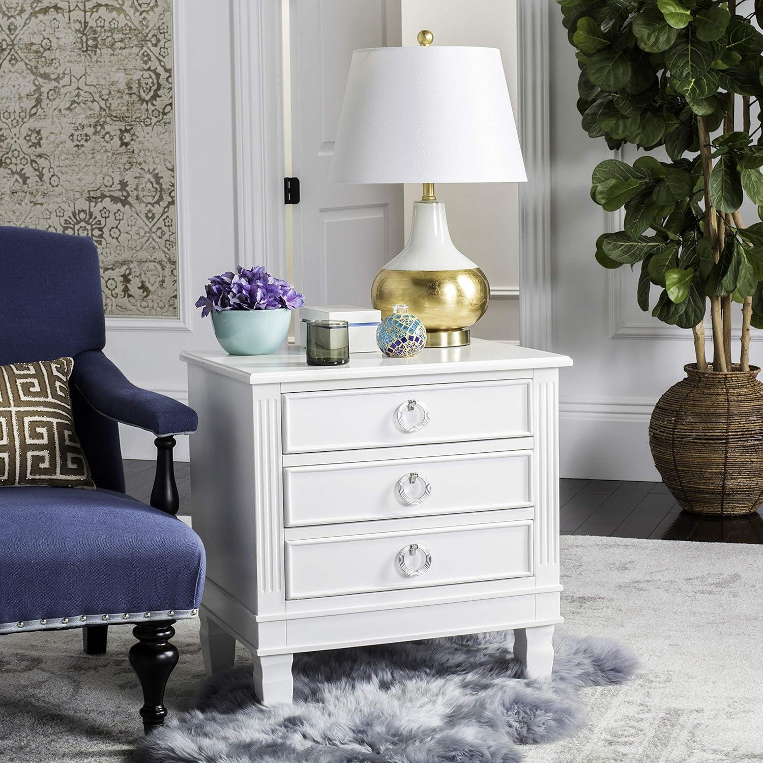 image:imageSafavieh Home Collection Kira Grey 3Drawer NightstandWhite