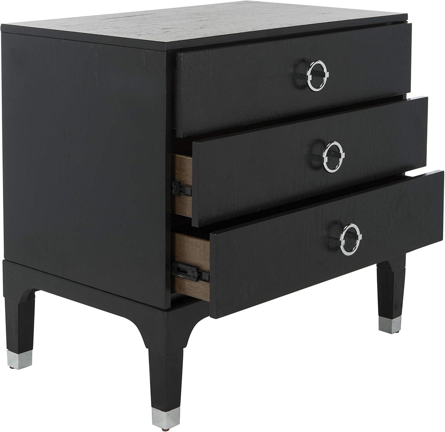 image:imageSafavieh Home Collection Lorna 3 Drawer Contemporary Night Stand Nightstand BlackBlack