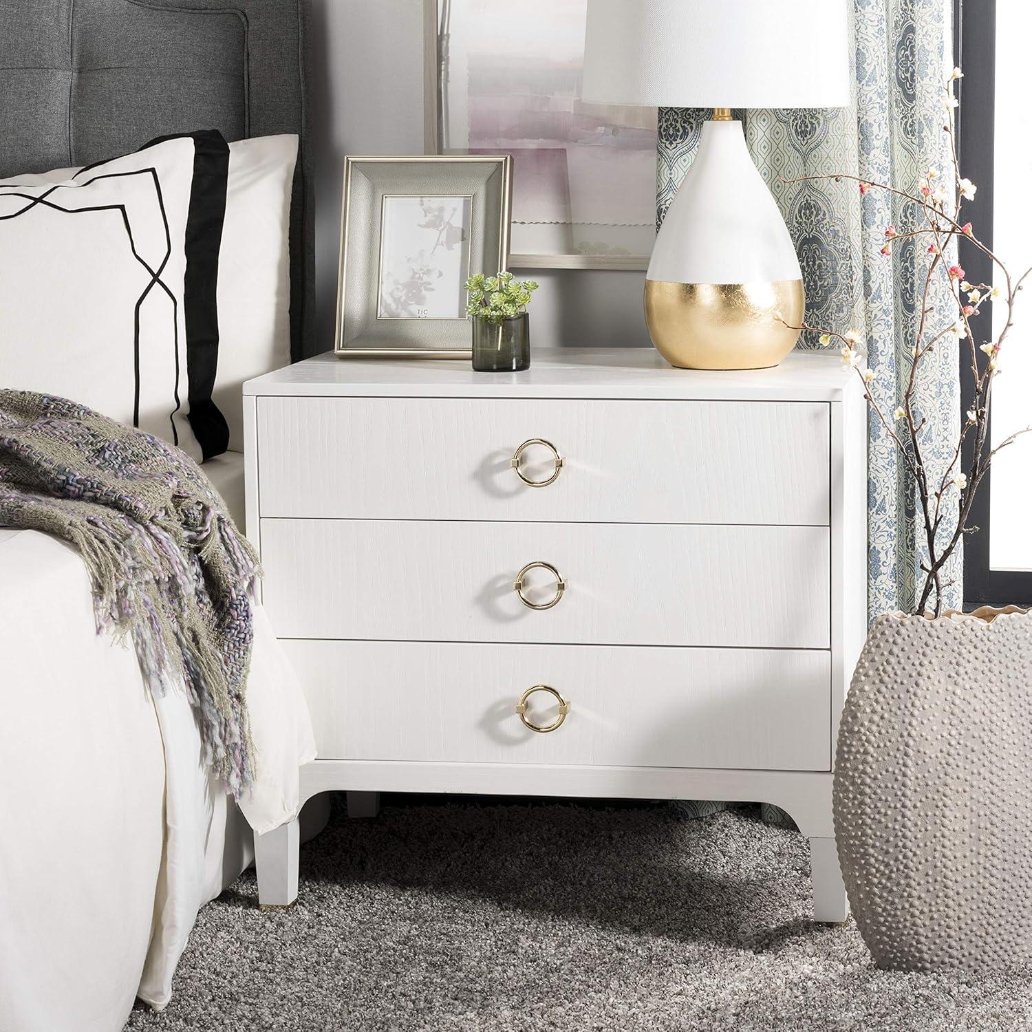 image:imageSafavieh Home Collection Lorna 3 Drawer Contemporary Night Stand Nightstand BlackWhite