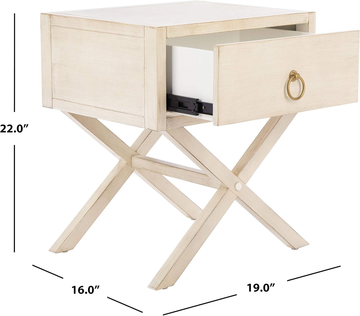 image:imageSafavieh Home Collection Odilia Turquoise and Gold 1Drawer Nightstand 16D x 19W x 22HAntique White