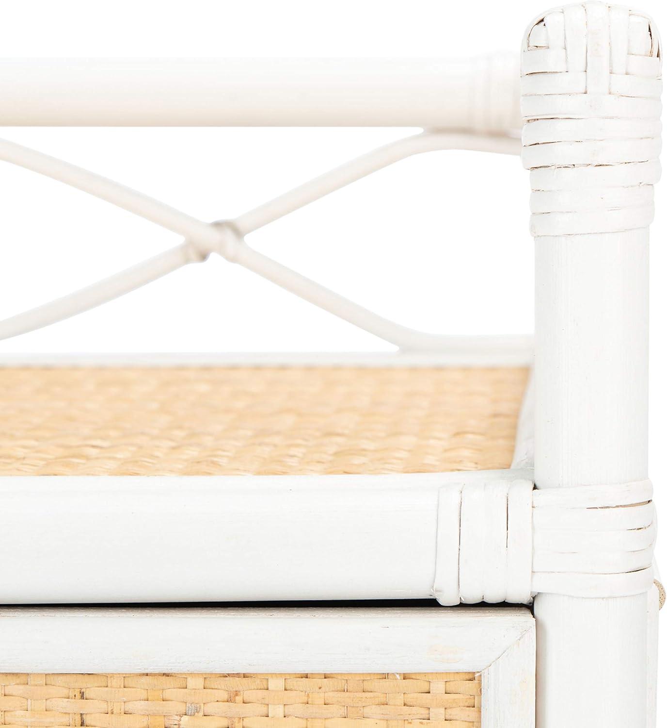 image:imageSafavieh Home Collection Rumi White and Natural Rattan 1Drawer 1Shelf NightstandWhite Natural