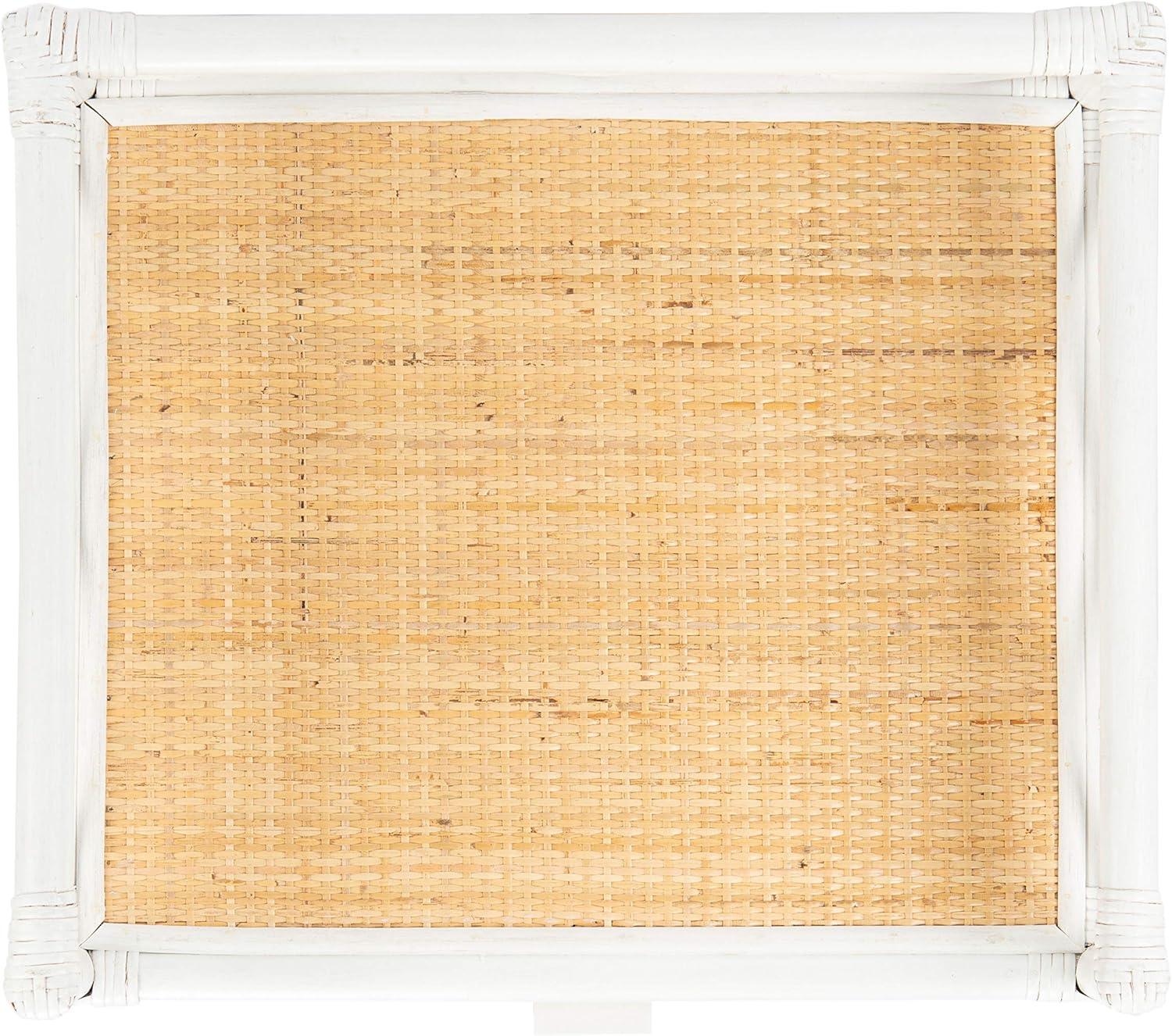 image:imageSafavieh Home Collection Rumi White and Natural Rattan 1Drawer 1Shelf NightstandWhite Natural