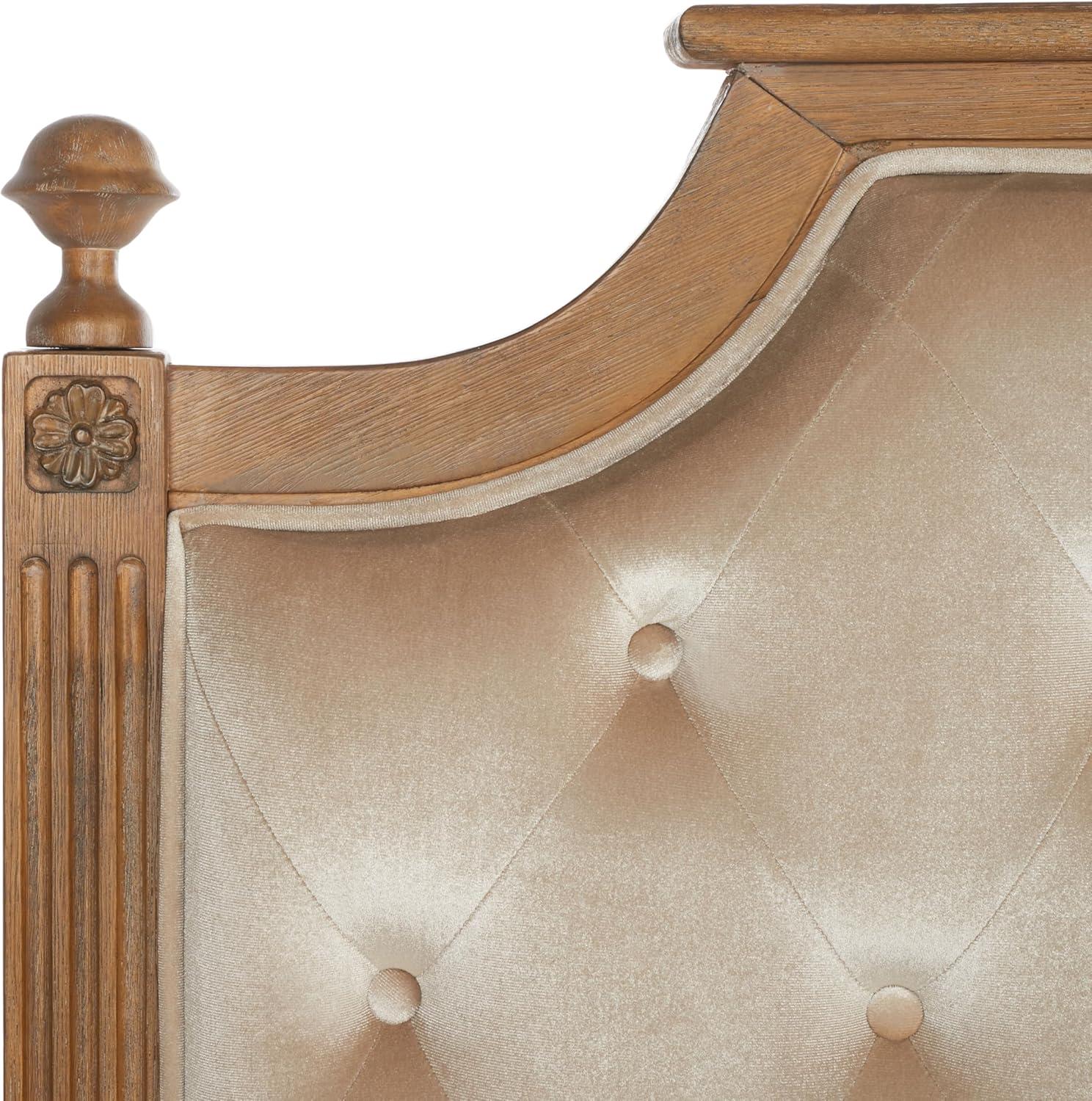image:imageSafavieh Home Collection Tufted Velvet Rustic Oak and Beige Headboard QueenBeige Rustic Oak