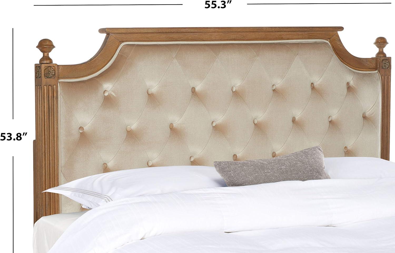 image:imageSafavieh Home Collection Tufted Velvet Rustic Oak and Beige Headboard QueenBeige Rustic Oak