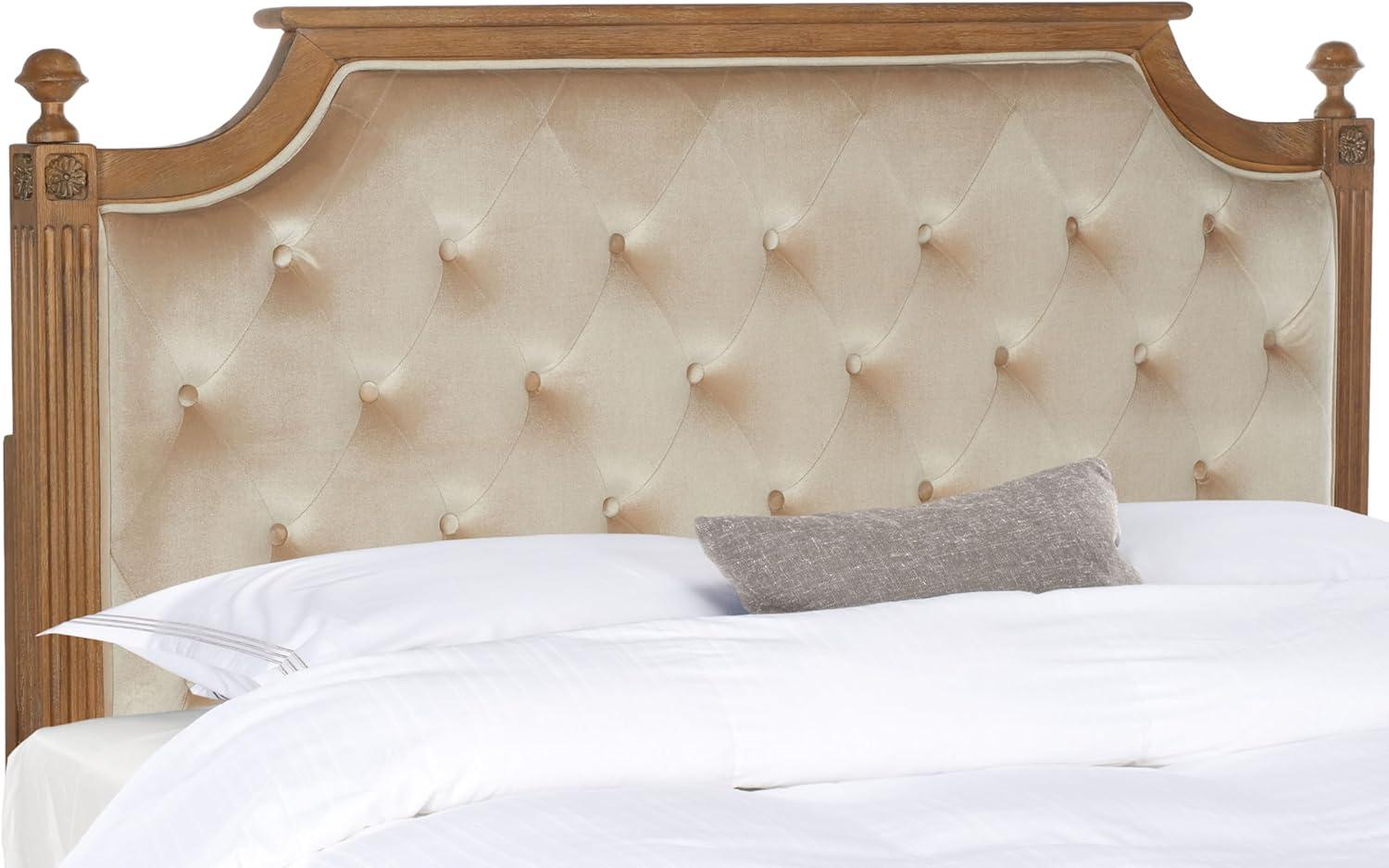image:imageSafavieh Home Collection Tufted Velvet Rustic Oak and Beige Headboard QueenBeige Rustic Oak