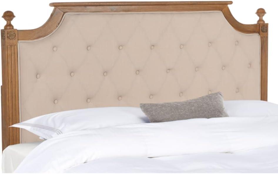image:imageSafavieh Home Collection Tufted Velvet Rustic Oak and Beige Headboard QueenBeige