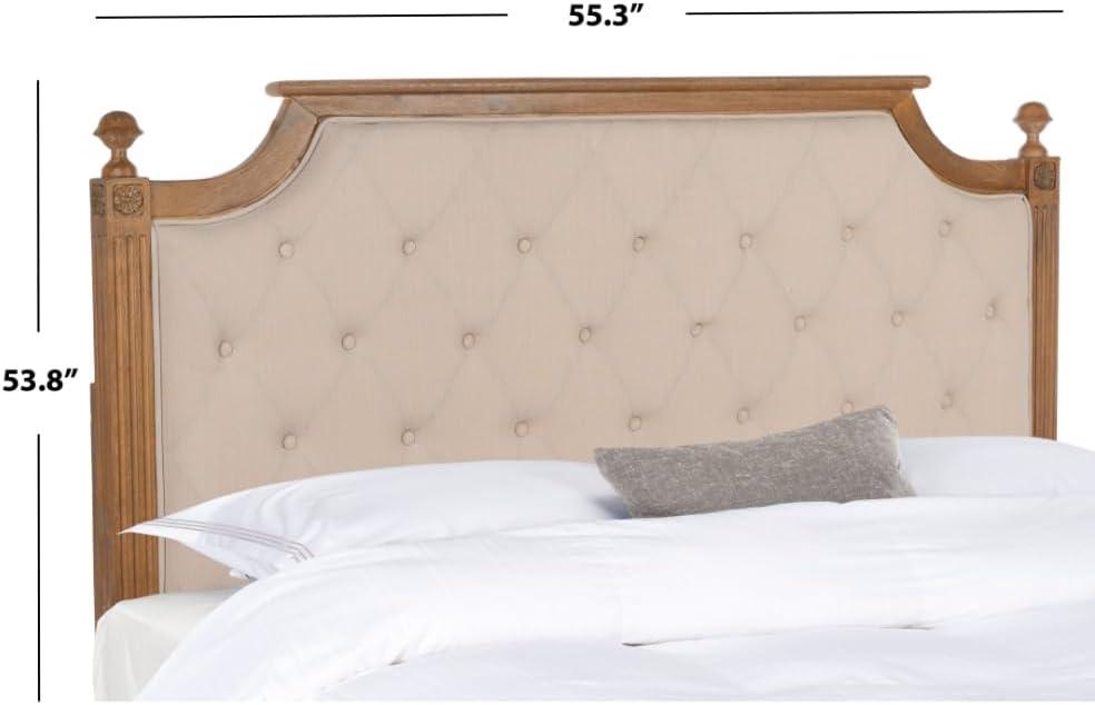 image:imageSafavieh Home Collection Tufted Velvet Rustic Oak and Beige Headboard QueenBeige