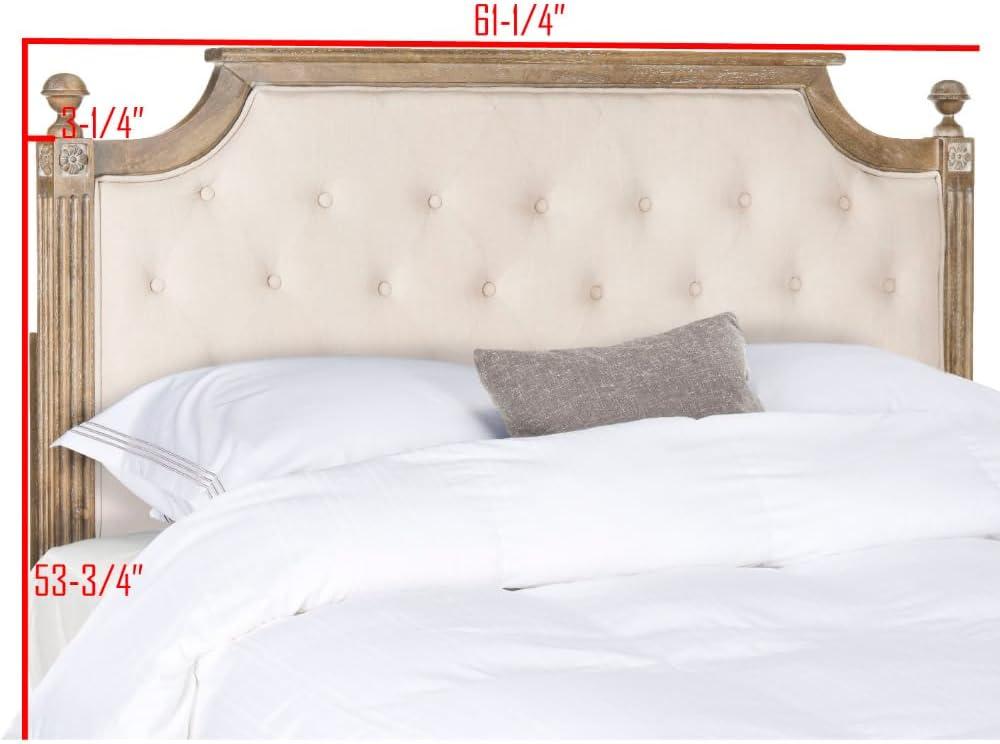 image:imageSafavieh Home Collection Tufted Velvet Rustic Oak and Beige Headboard QueenBeige