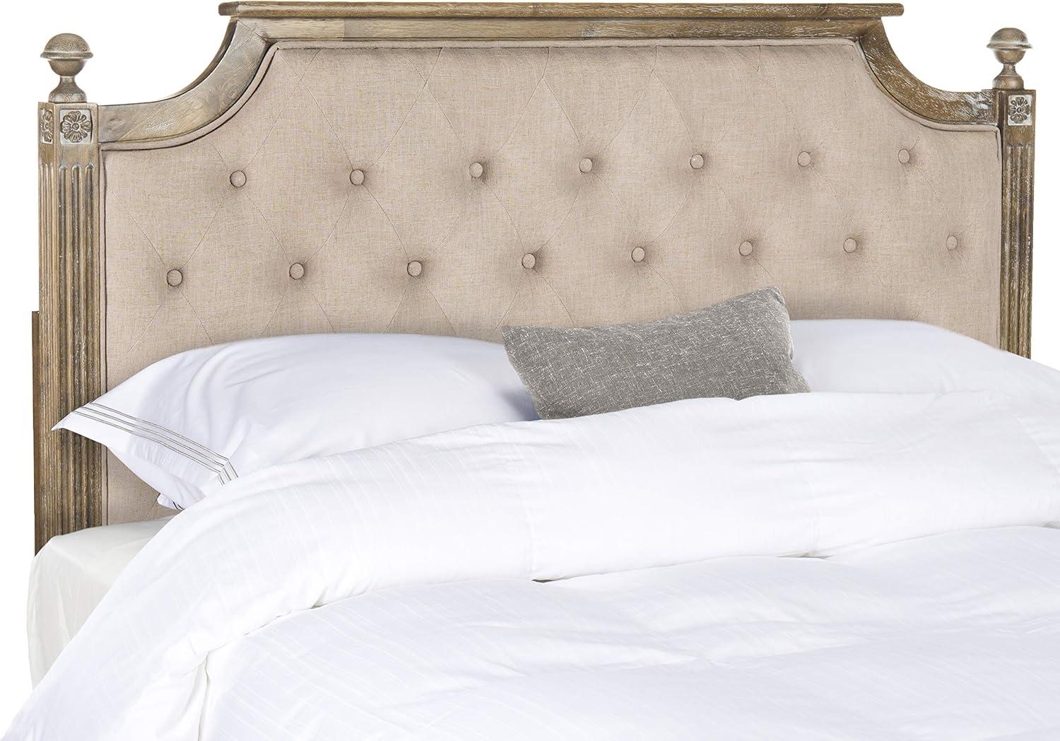 image:imageSafavieh Home Collection Tufted Velvet Rustic Oak and Beige Headboard QueenTaupe Rustic Oak