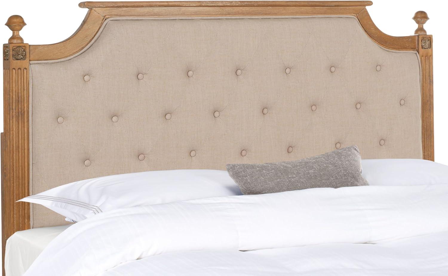image:imageSafavieh Home Collection Tufted Velvet Rustic Oak and Beige Headboard QueenTaupe Rustic Oak