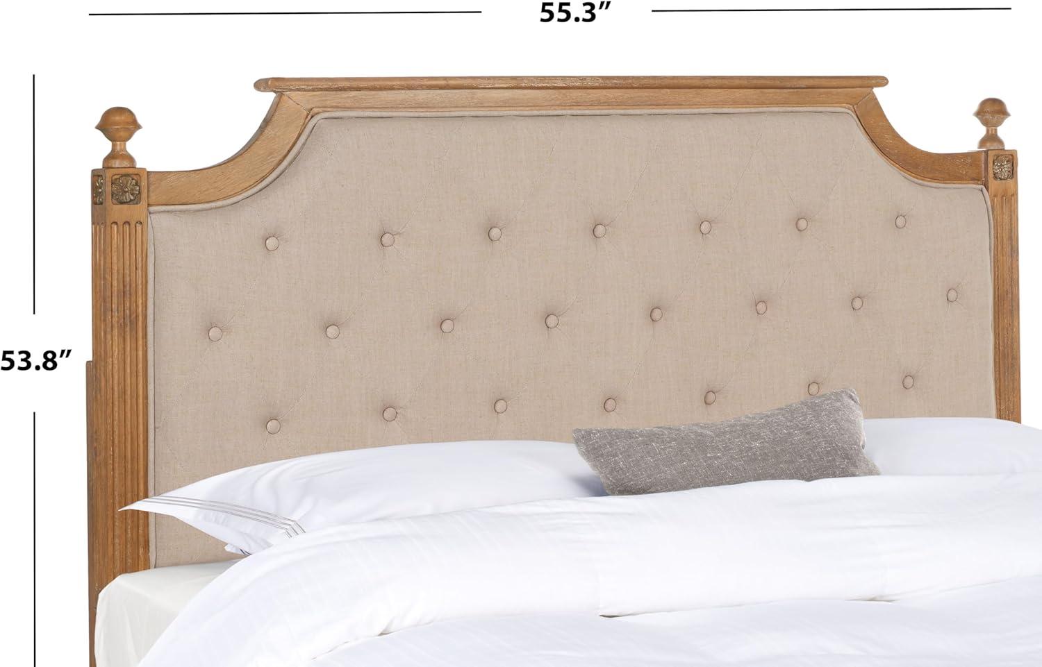 image:imageSafavieh Home Collection Tufted Velvet Rustic Oak and Beige Headboard QueenTaupe Rustic Oak