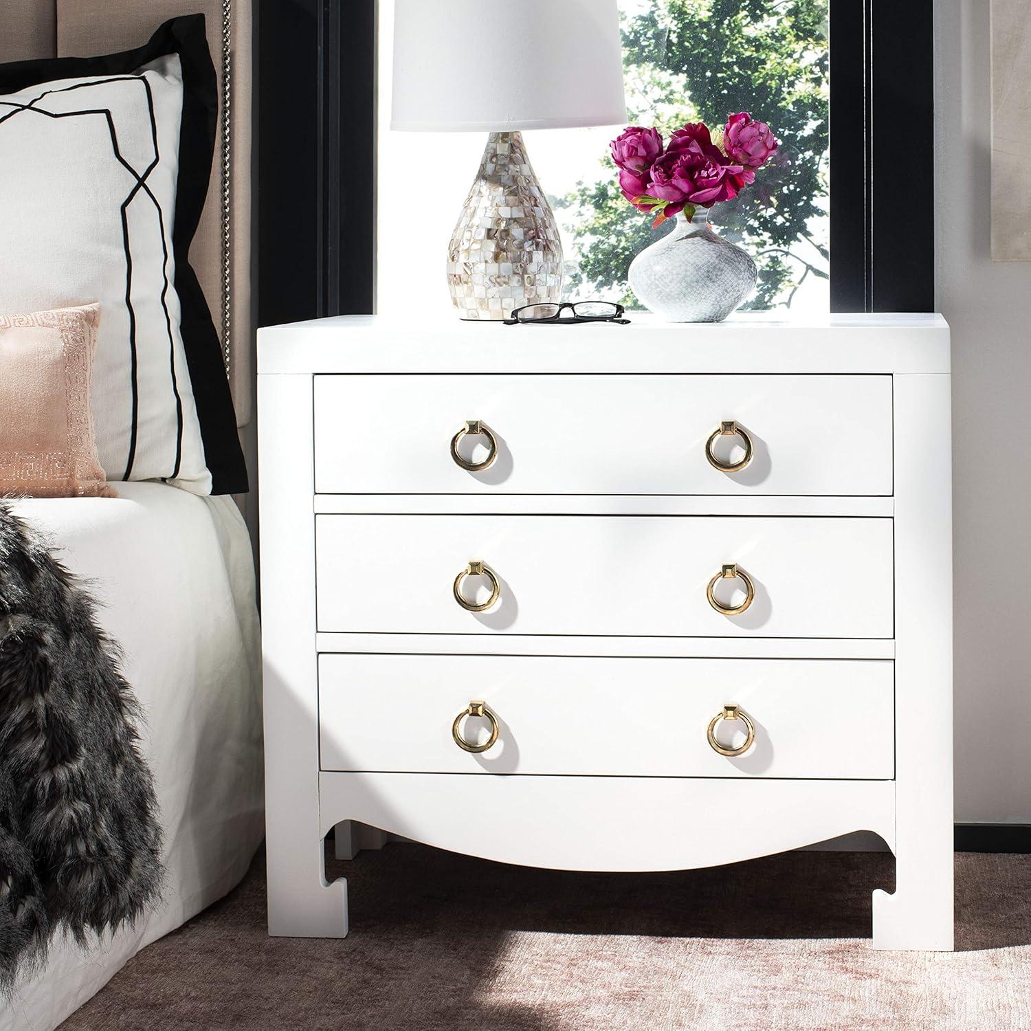image:imageSafavieh Home Dion White and Gold 3drawer ChestWhite Gold