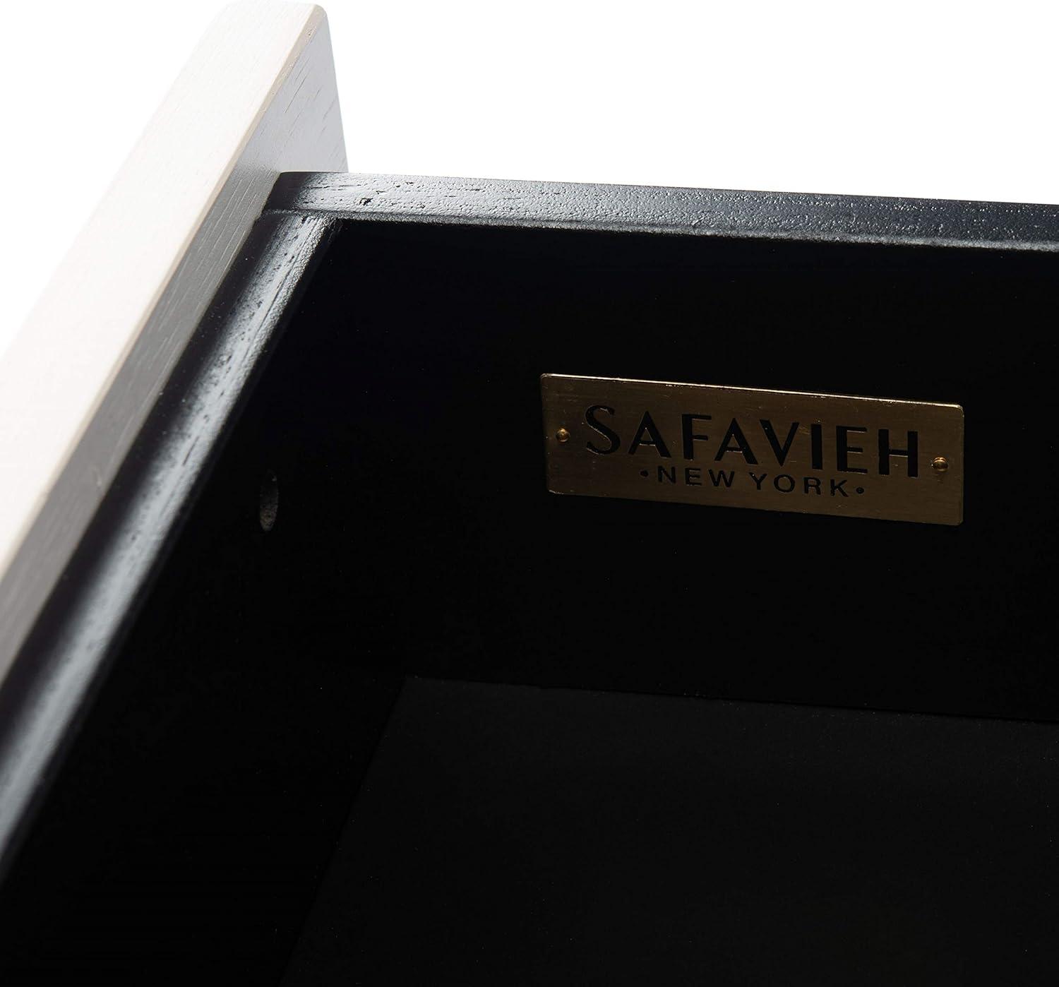 image:imageSafavieh Home Genevieve Modern Walnut and White Mahogany 2drawer NightstandBlack White Washed