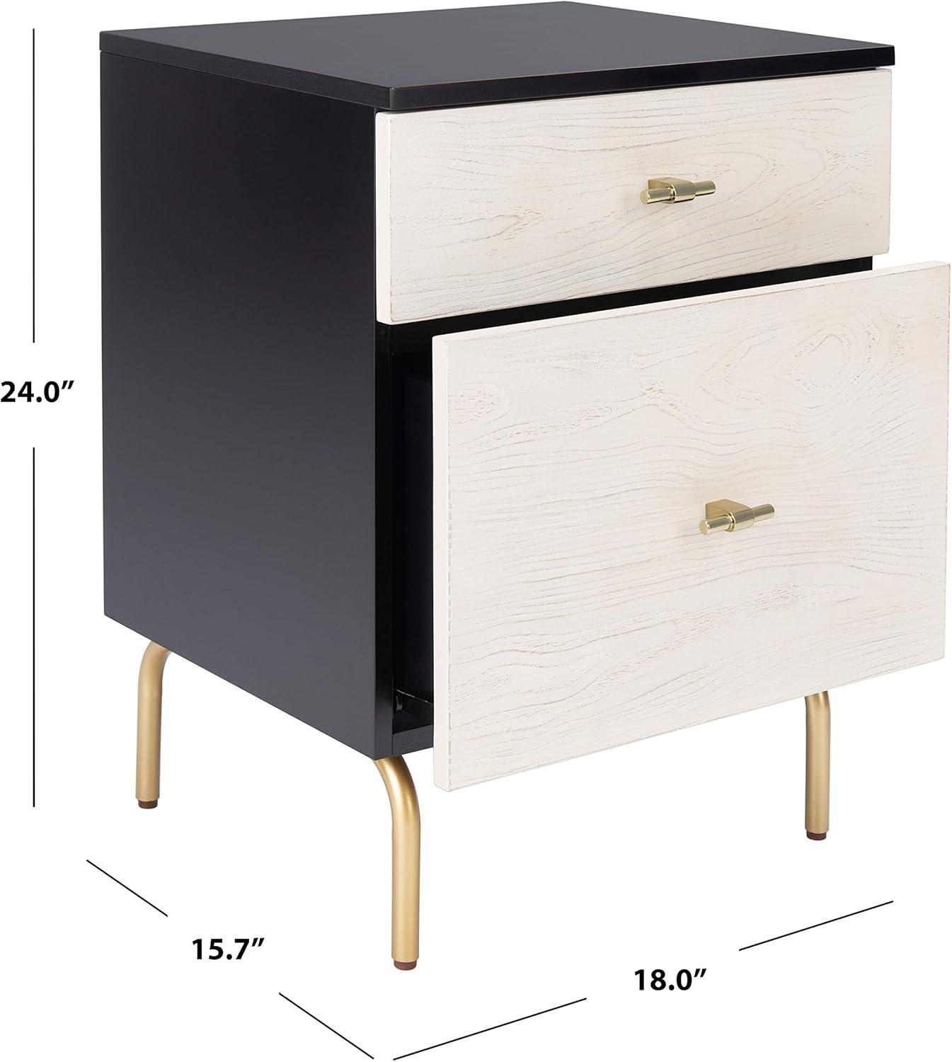 image:imageSafavieh Home Genevieve Modern Walnut and White Mahogany 2drawer NightstandBlack White Washed