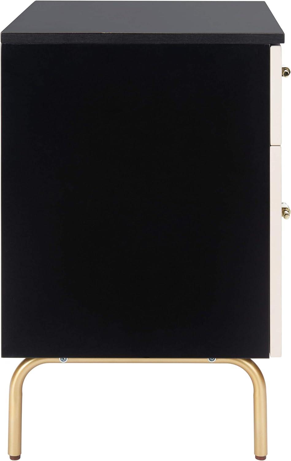 image:imageSafavieh Home Genevieve Modern Walnut and White Mahogany 2drawer NightstandBlack White Washed