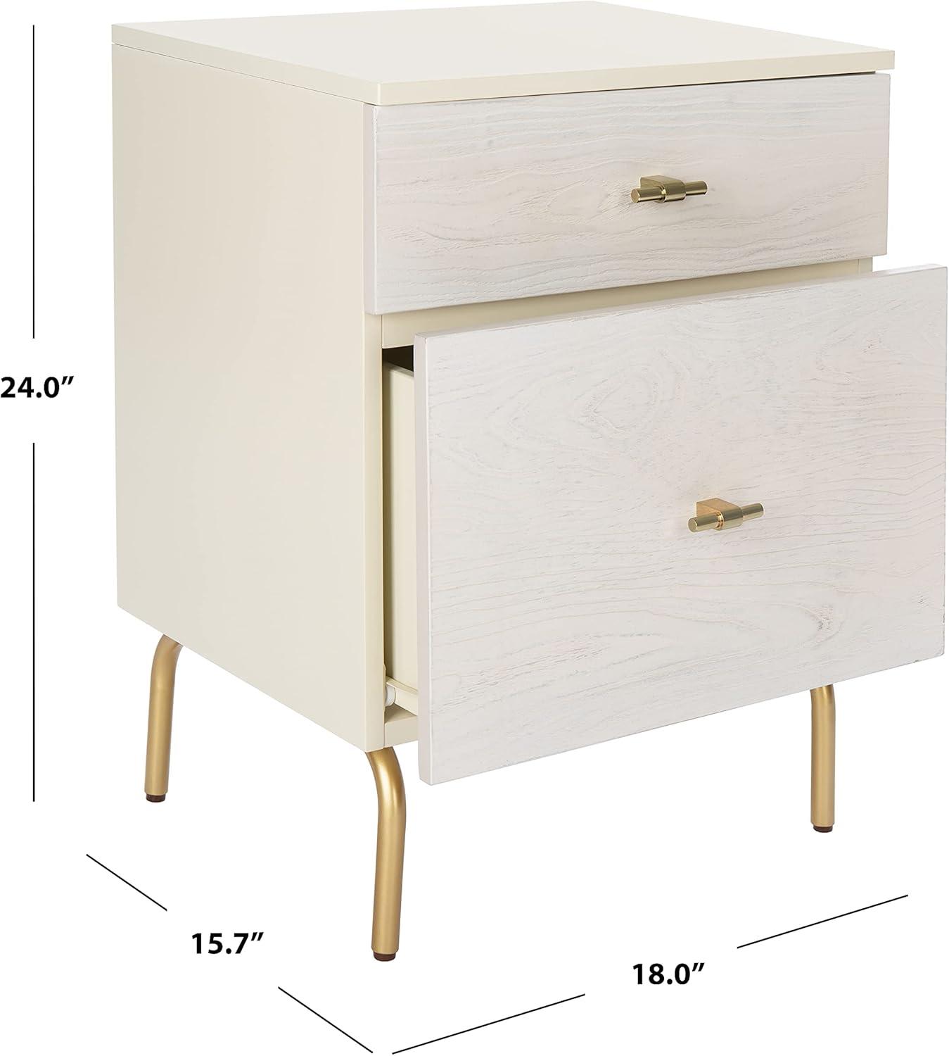 image:imageSafavieh Home Genevieve Modern Walnut and White Mahogany 2drawer NightstandCream White Washed