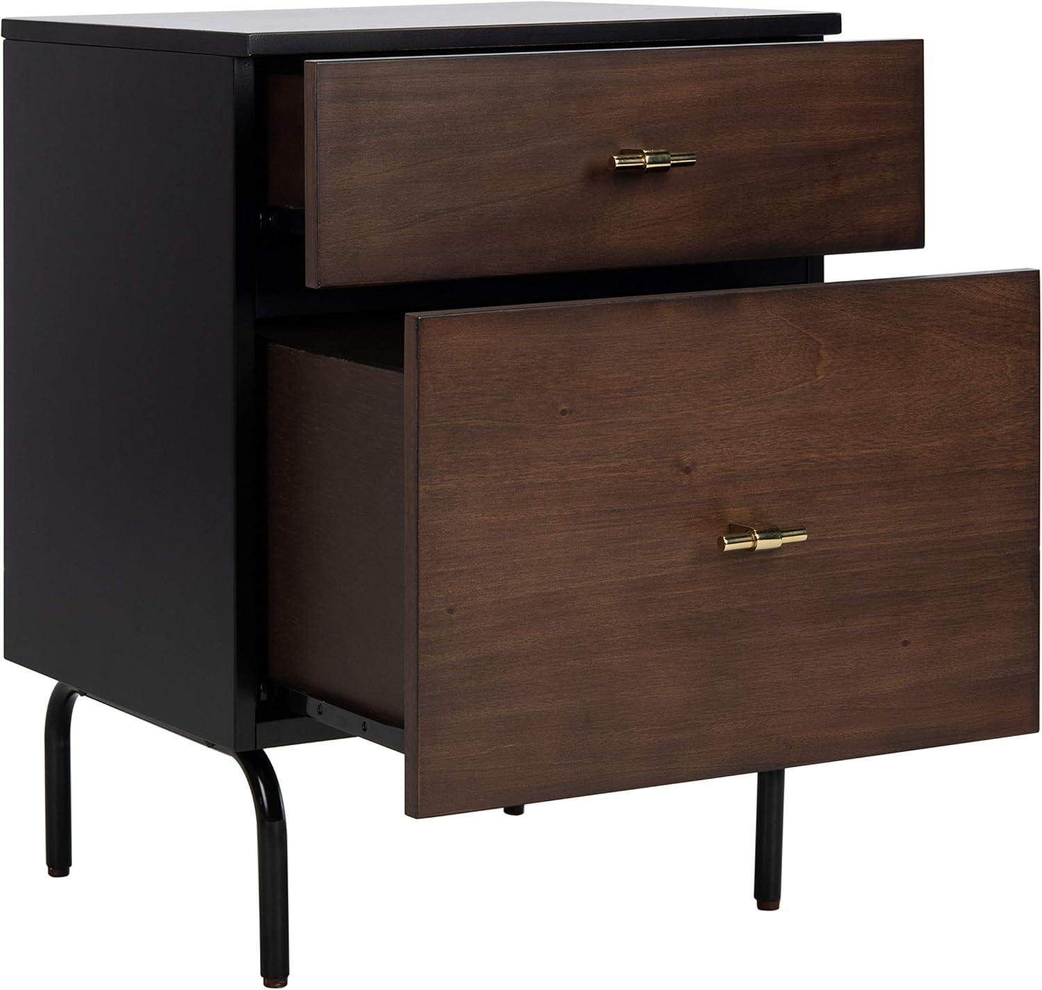image:imageSafavieh Home Genevieve Modern Walnut and White Mahogany 2drawer NightstandWalnut Black