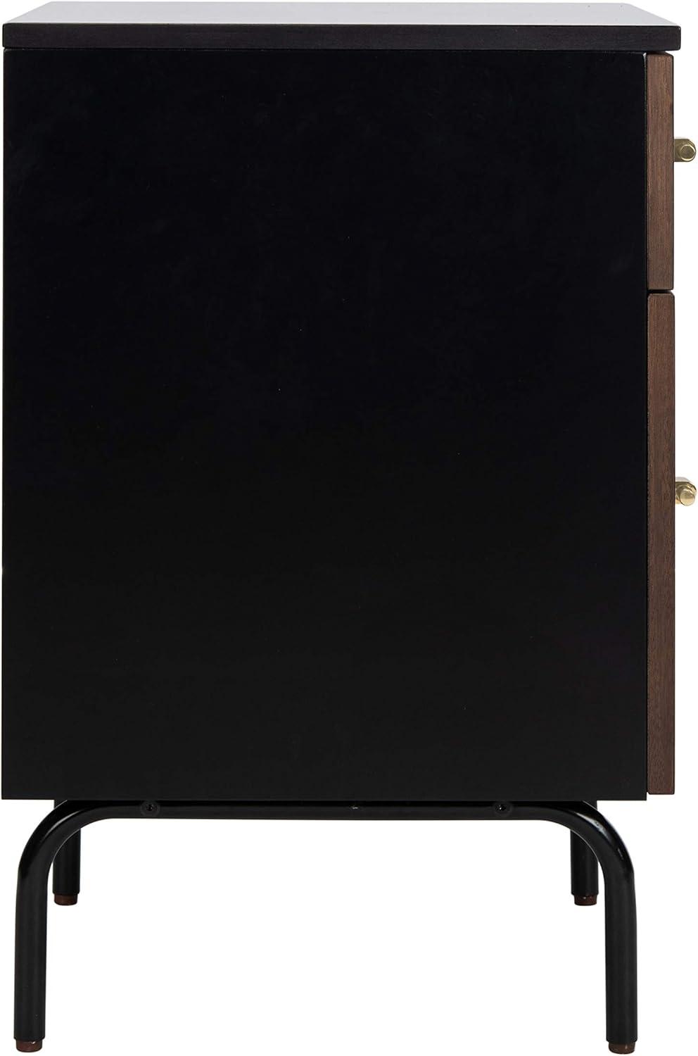 image:imageSafavieh Home Genevieve Modern Walnut and White Mahogany 2drawer NightstandWalnut Black