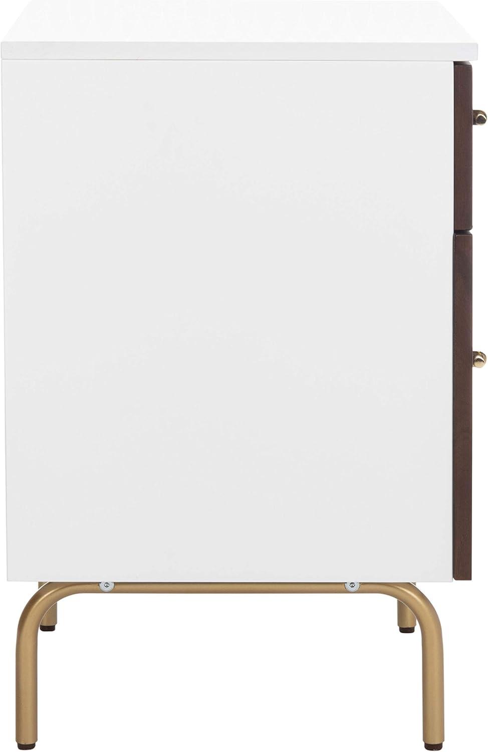image:imageSafavieh Home Genevieve Modern Walnut and White Mahogany 2drawer NightstandWalnut White