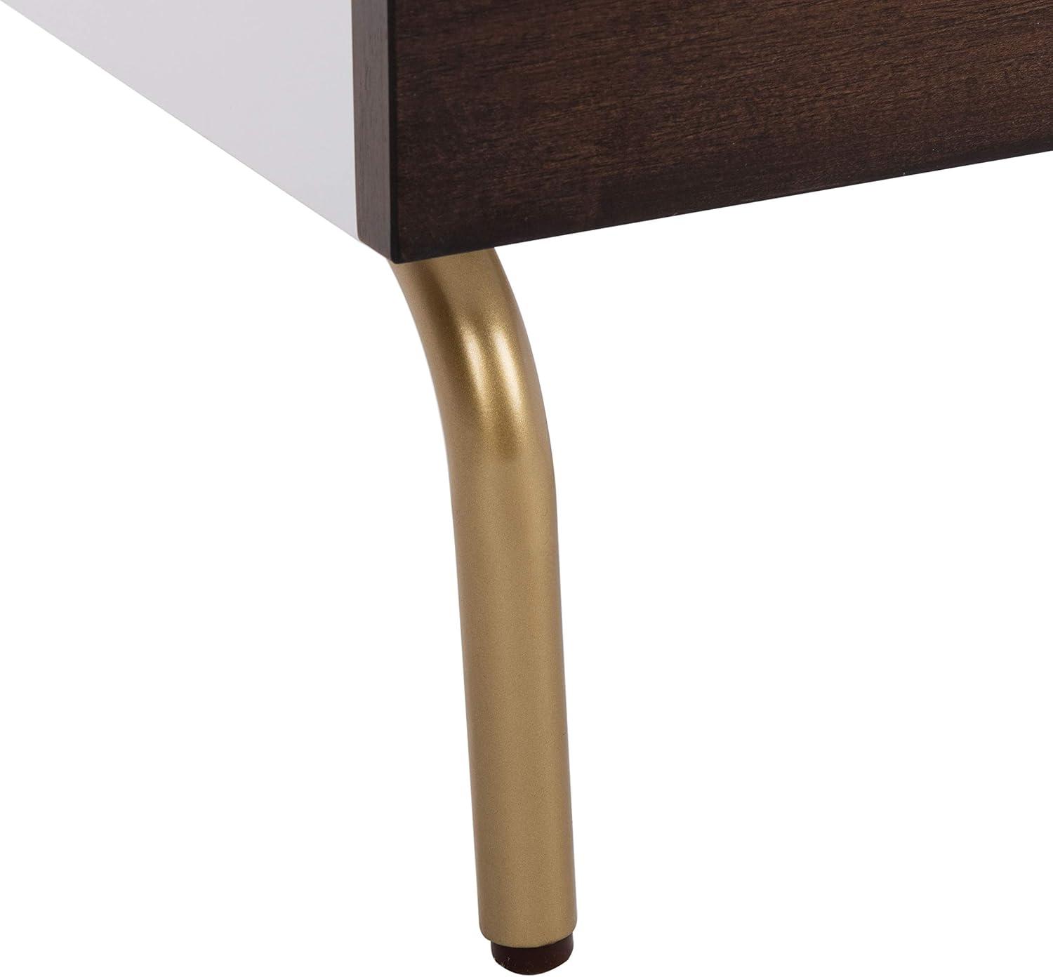 image:imageSafavieh Home Genevieve Modern Walnut and White Mahogany 2drawer NightstandWalnut White