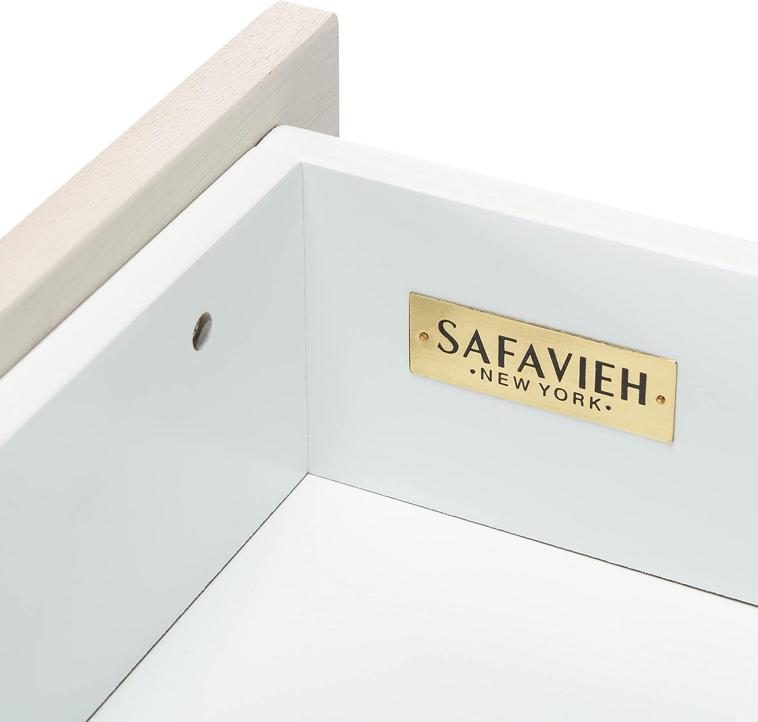 image:imageSafavieh Home Genevieve Modern Walnut and White Mahogany 2drawer NightstandWhite White Washed