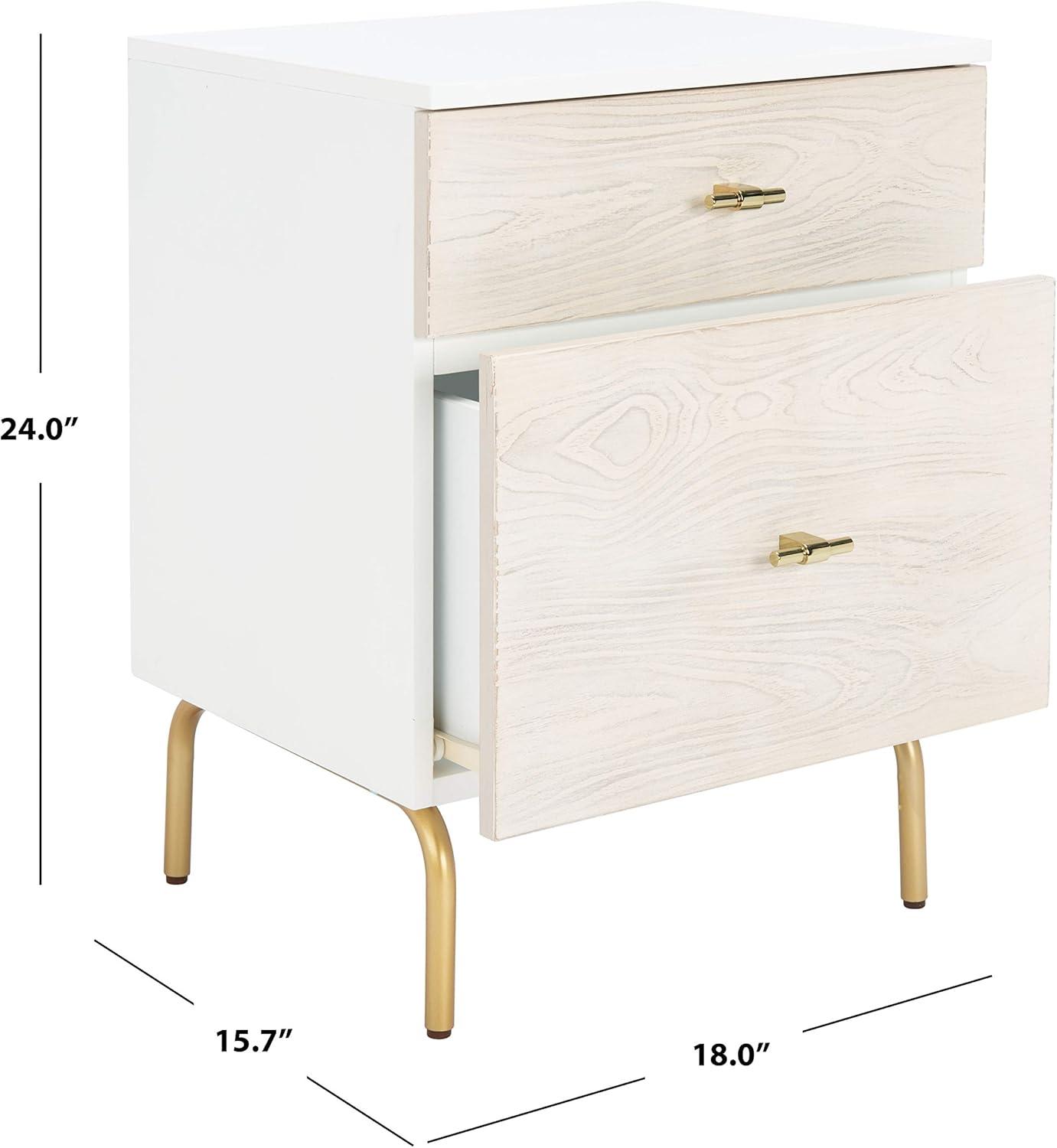 image:imageSafavieh Home Genevieve Modern Walnut and White Mahogany 2drawer NightstandWhite White Washed