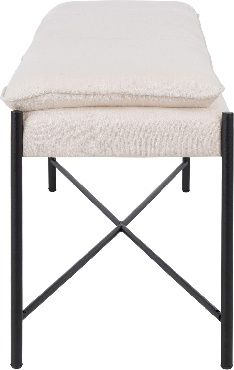 image:imageSafavieh Home Kara 50inch Light Beige and Black Cushioned XBenchLight Beige Black