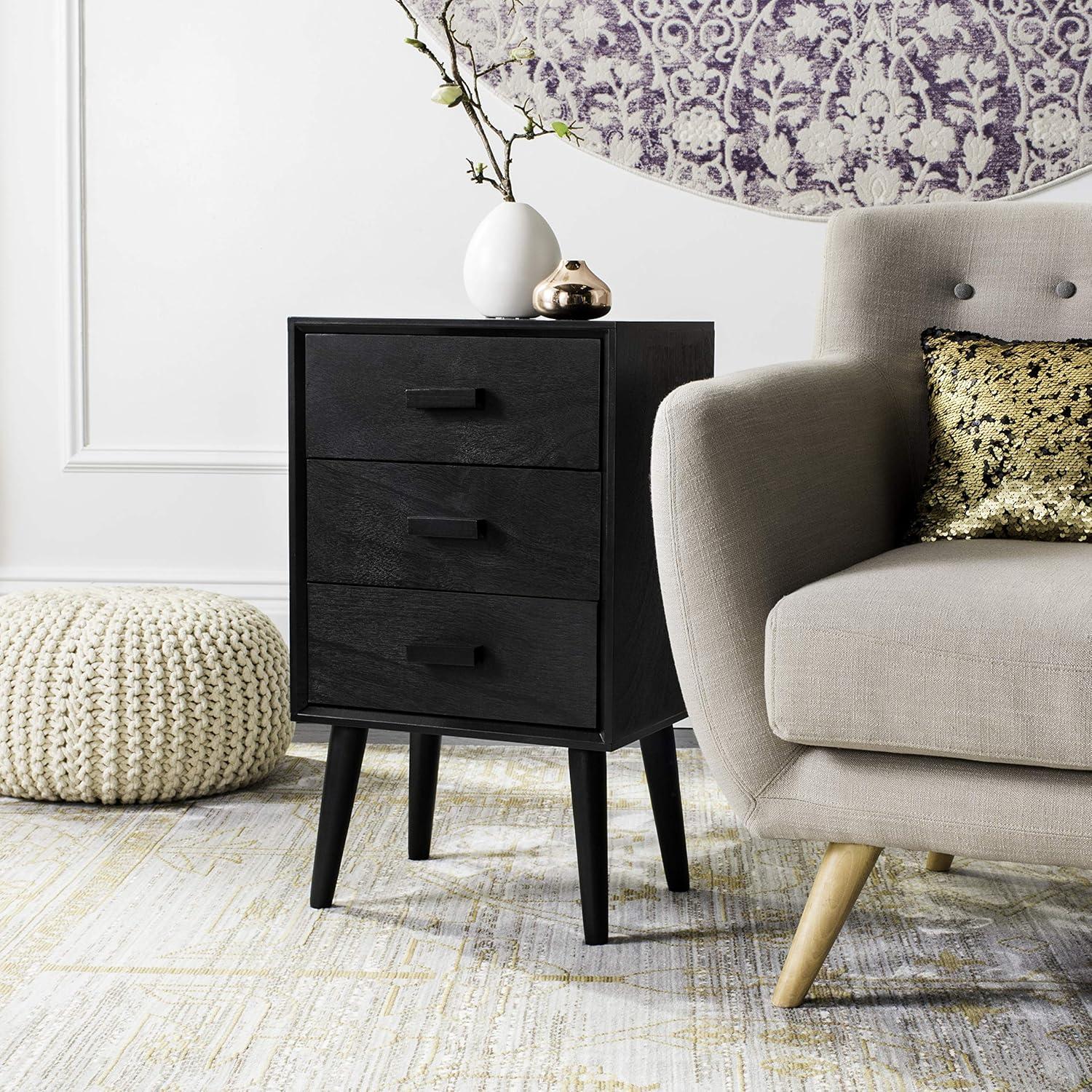 image:imageSafavieh Home Pomona Modern Black 3drawer ChestBlack