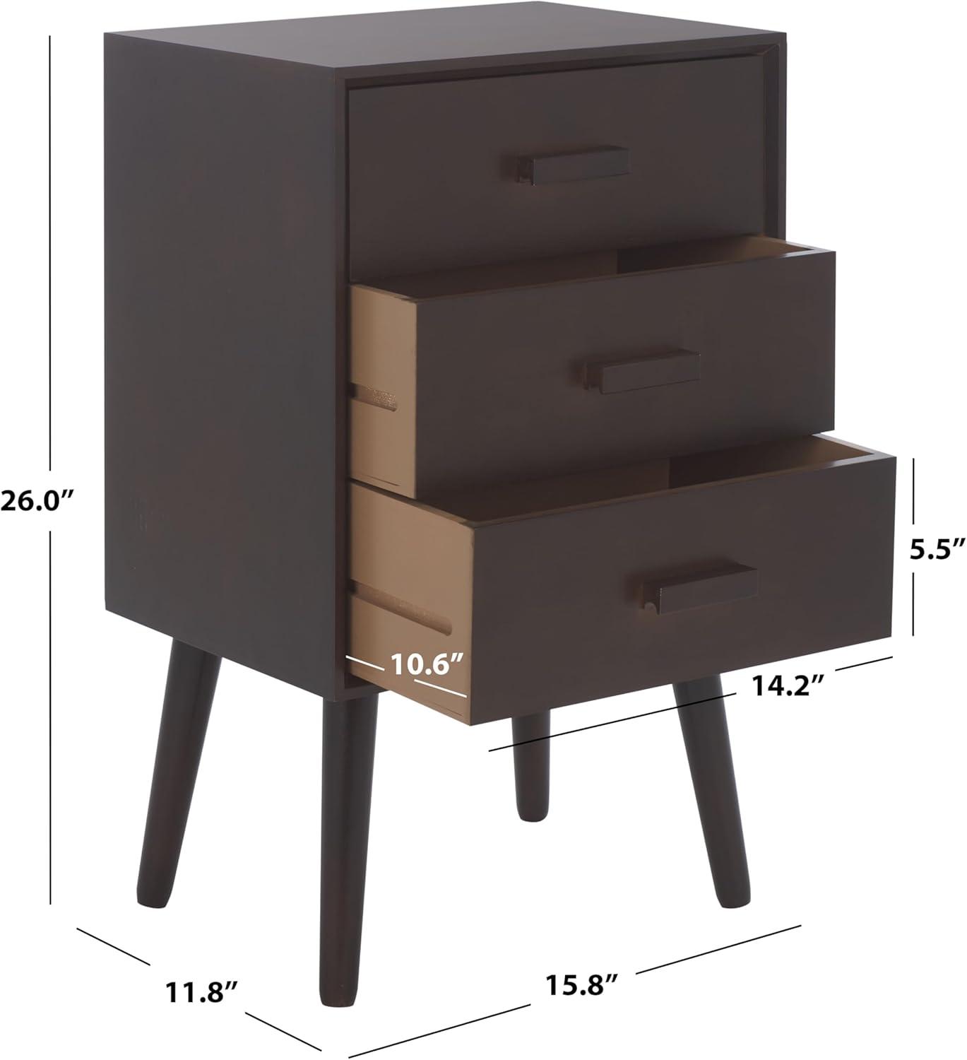 image:imageSafavieh Home Pomona Modern Black 3drawer ChestDark Chocolate