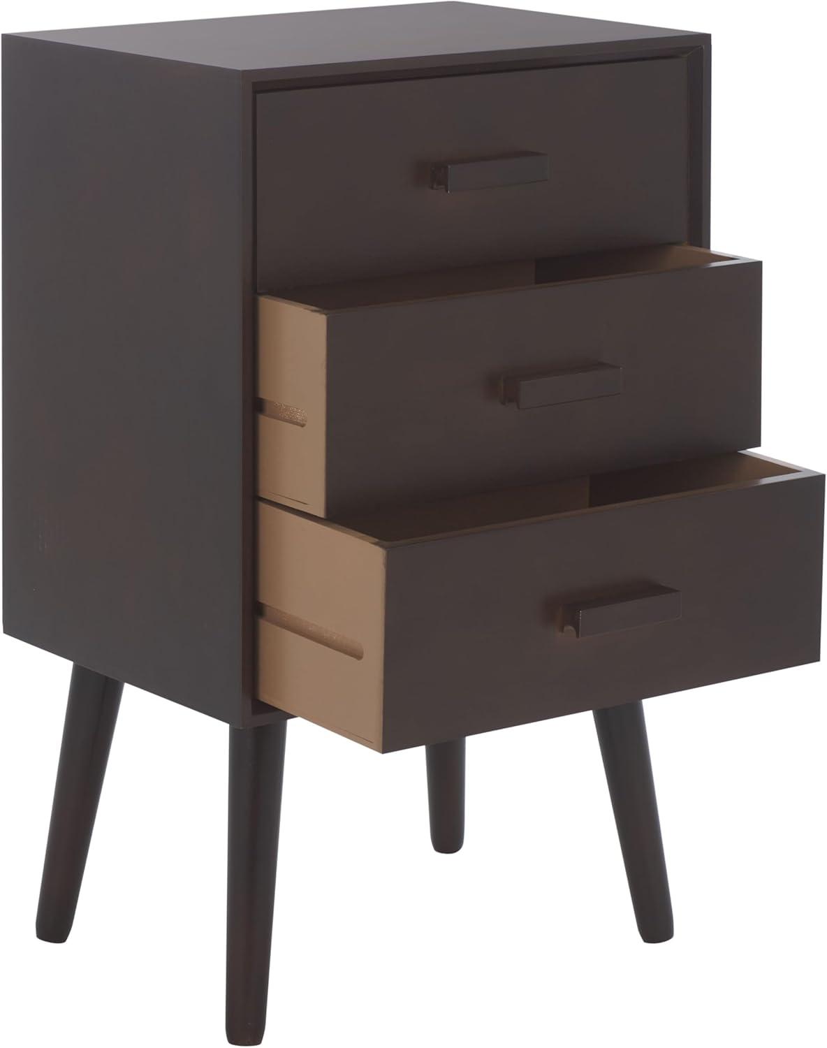 image:imageSafavieh Home Pomona Modern Black 3drawer ChestDark Chocolate