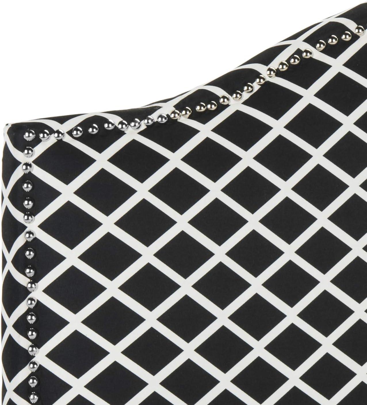 image:imageSafavieh Mercer Collection Connie Black and White Lattice Silver Nailhead Headboard TwinBlack White
