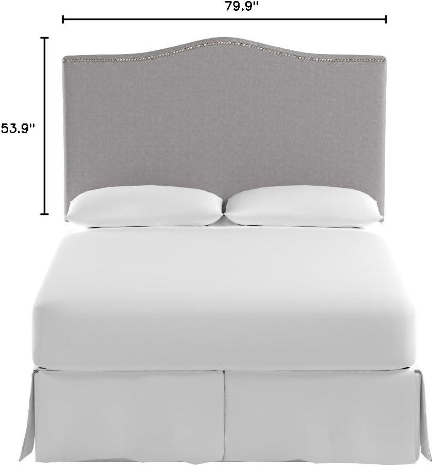 image:imageSafavieh Mercer Collection Jeneve OffWhite Linen Silver Nailhead Headboard KingArtic Grey