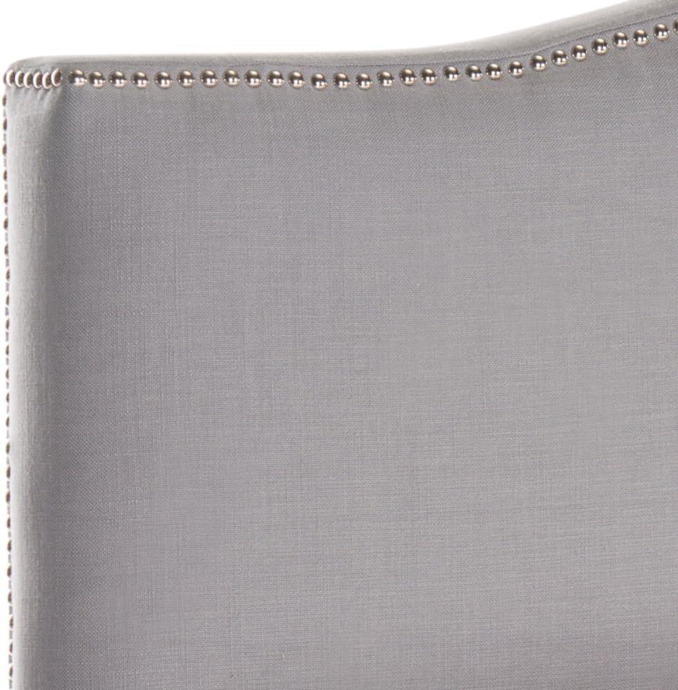 image:imageSafavieh Mercer Collection Jeneve OffWhite Linen Silver Nailhead Headboard KingArtic Grey