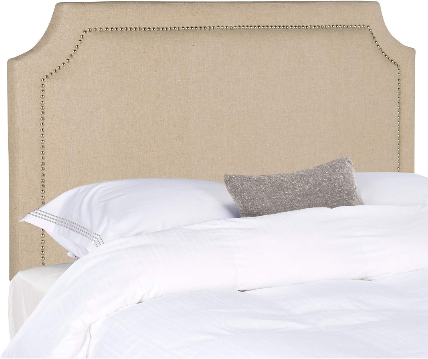 image:imageSafavieh Mercer Collection Shayne Yellow Wheat Pale Blue Headboard QueenHemp Silver Nailheads