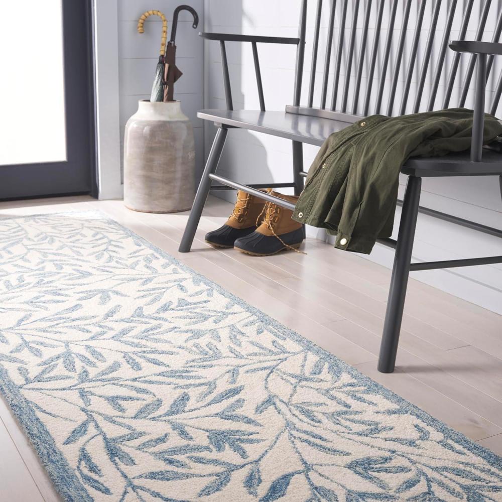 image:imageMartha Stewart x SAFAVIEH Area Rug Collection 5 x 8 Grey amp Ivory Handmade Wool Ideal for Living Room Bedroom Office Dining Space MSR3527FIvoryBlue