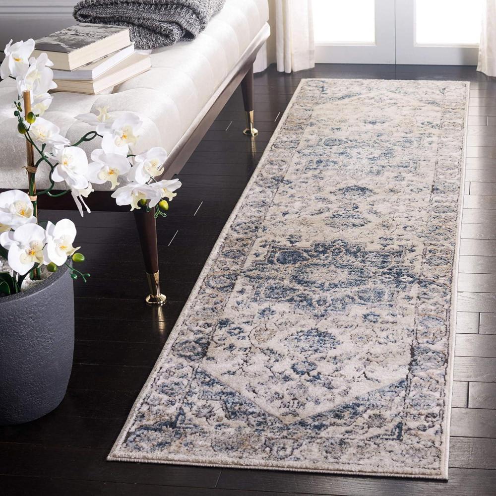 image:imageMartha Stewart x SAFAVIEH Area Rug Collection 51 x 76 Ivory amp Blue NonShedding amp Easy Cleaning Ideal for Living Room Bedroom Office Dining Space MSR868AIvoryBlue