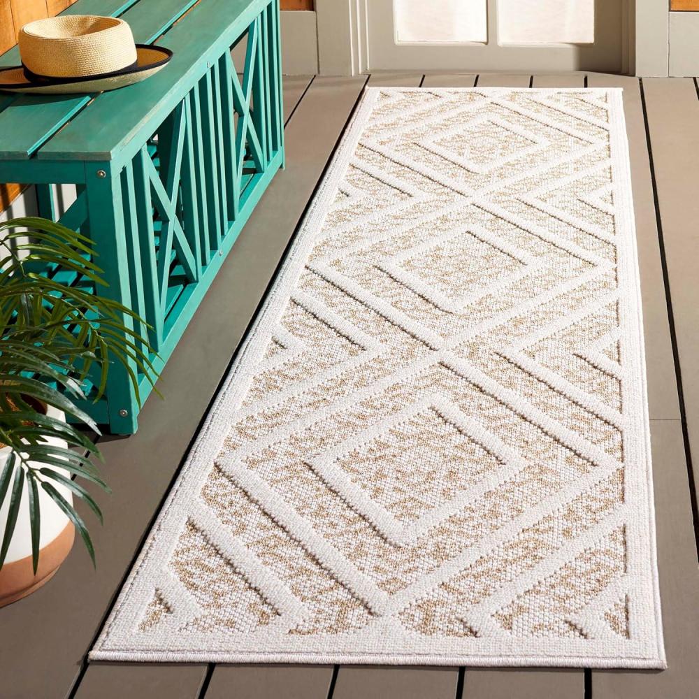 image:imageMartha Stewart x SAFAVIEH Outdoor Area Rug Collection 53 x 76 Beige amp Brown Weather Resistant amp Washable Ideal for Patio Backyard Mudroom Deck Dining Space MSRO218BLight BeigeBrown