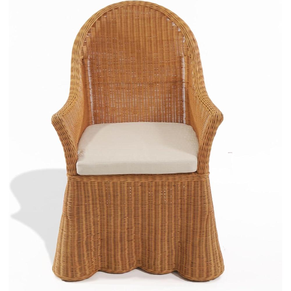 image:imageSAFAVIEH Couture Collection Hylda Natural Rattan Dining Chair Fully Assembled Woven Side Chair with Removable Cotton Cushion for Dining Room or Kitchen CWK3033ANaturalWhite