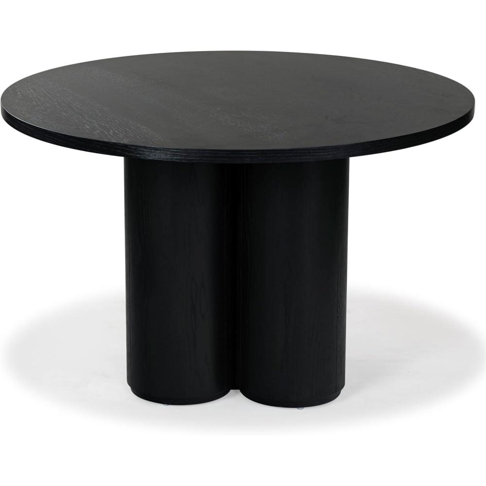 image:imageSAFAVIEH Couture Collection Kathalina Black Round Dining Table Modern Cylindrical Pedestal Base SFV7242BBlack