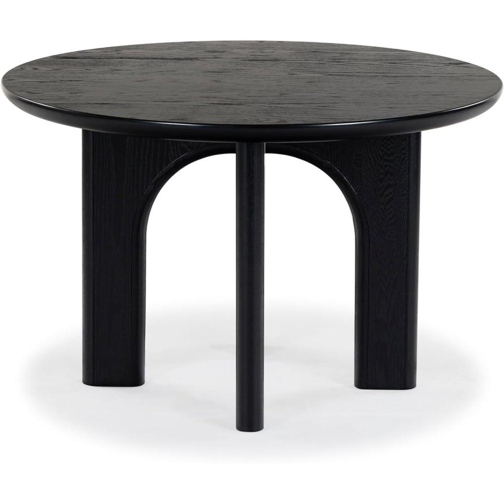 image:imageSAFAVIEH Couture Collection  Olivetta Oak Round Wood Dining Table Classic Design Seats up to 4 SFV2201ABlack