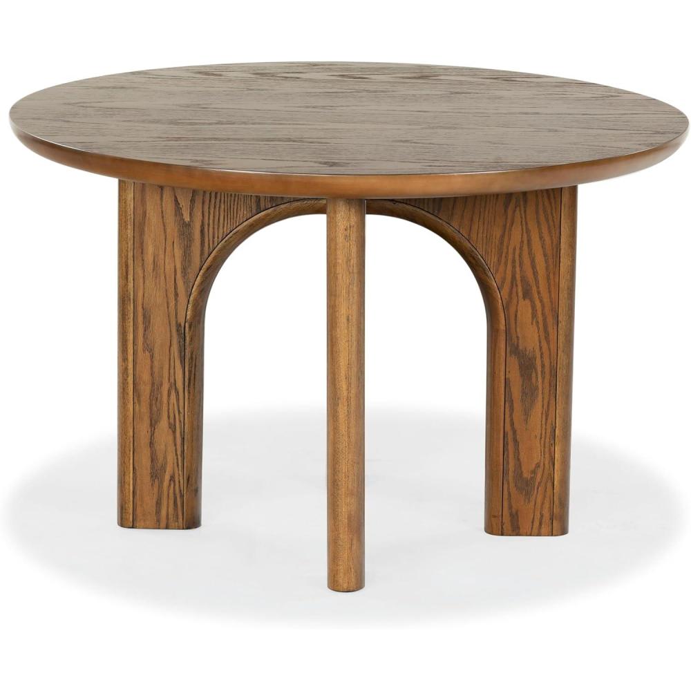 image:imageSAFAVIEH Couture Collection  Olivetta Oak Round Wood Dining Table Classic Design Seats up to 4 SFV2201AMedium Oak