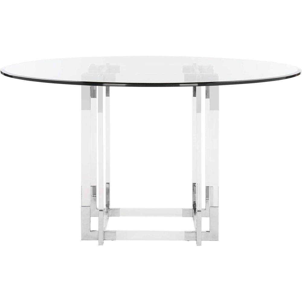 image:imageSAFAVIEH Couture Collection Reiner Round Acrylic Dining Table Silver Metal Base Modern Clear Design DUP1006B54