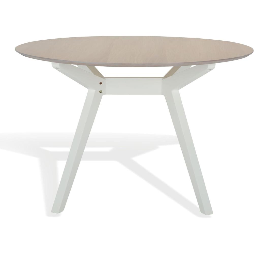 image:imageSAFAVIEH Couture Collection Rhonda Walnut amp Black Round Wood Dining Table Modern TwoTone Design SFV6709BWhite WashedWhite