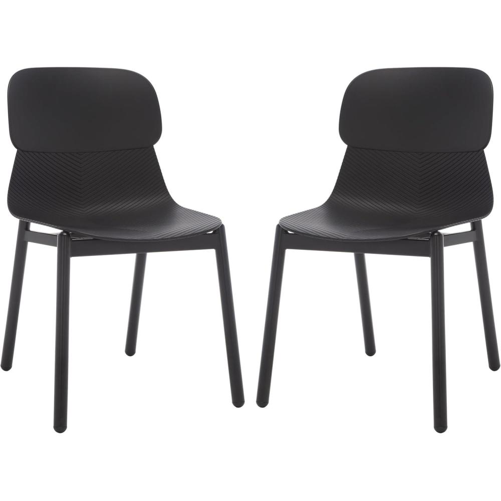 image:imageSAFAVIEH Couture Collection Abbie Retro Black Molded Plastic Dining Chair Set of 2Black