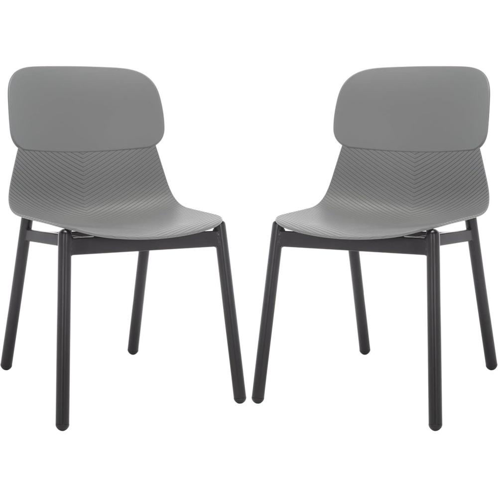 image:imageSAFAVIEH Couture Collection Abbie Retro Black Molded Plastic Dining Chair Set of 2GreyBlack