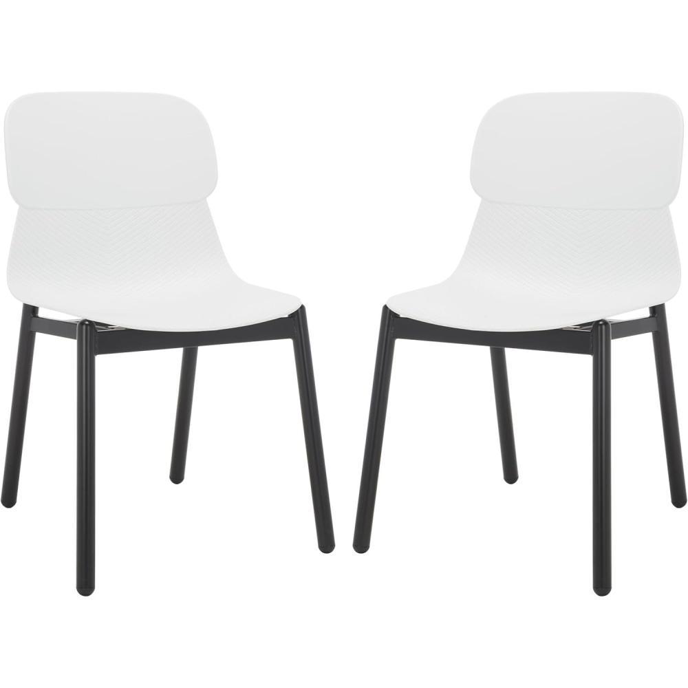image:imageSAFAVIEH Couture Collection Abbie Retro Black Molded Plastic Dining Chair Set of 2WhiteBlack